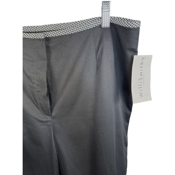 Willi Smith Stretch Black Pants Size 14 Gingham Trim Career Trousers NWT - Picture 5 of 15
